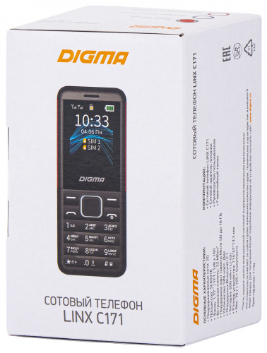 Мобильный телефон Digma C171 Linx 32Mb черный моноблок 2Sim 1.77" 128x160 0.08Mpix GSM900/1800 FM microSD max16Gb фото 2