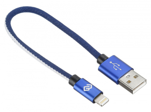 Кабель Digma USB A(m) Lightning (m) 0.15м синий фото 2