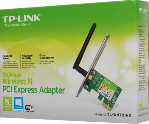 Сетевой адаптер Wi-Fi TP-Link TL-WN781ND N150 PCI Express (ант.внеш.съем) 1ант. фото 6