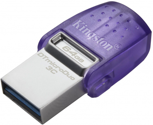 Флеш Диск Kingston 64Gb DataTraveler microDuo 3C DTDUO3CG3/64GB USB3.0 фиолетовый фото 2
