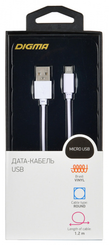 Кабель Digma MICROUSB-1.2M-WH USB (m)-micro USB (m) 1.2м белый фото 3