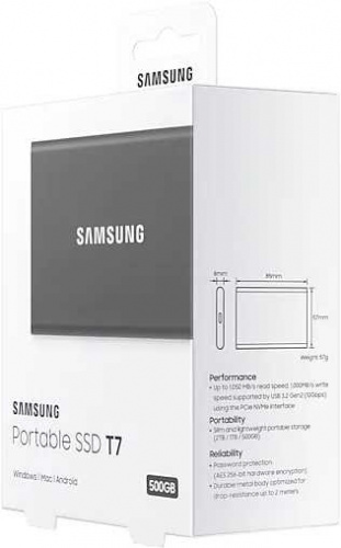 Накопитель SSD Samsung USB-C 500GB MU-PC500T/WW T7 1.8" черный фото 10
