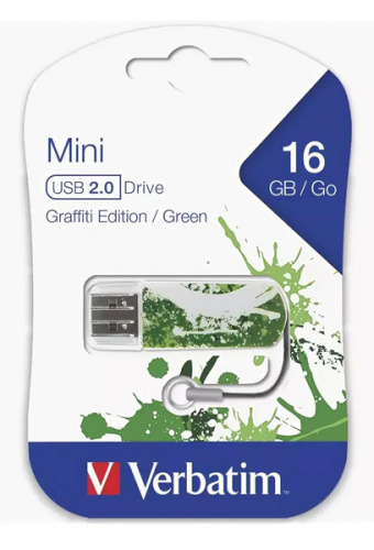 Флеш Диск Verbatim 16Gb Mini Graffiti Edition 49413 USB2.0 зеленый/рисунок фото 3