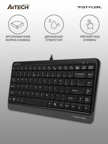 Клавиатура A4Tech Fstyler FK11 черный/серый USB slim фото 3