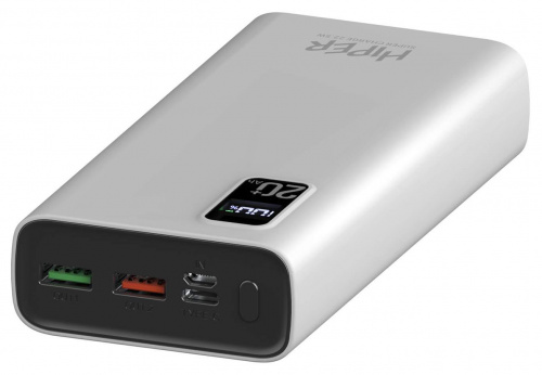 Мобильный аккумулятор Hiper Fast 20000 20000mAh 5A QC PD 2xUSB белый (FAST 20000 WHITE) фото 2