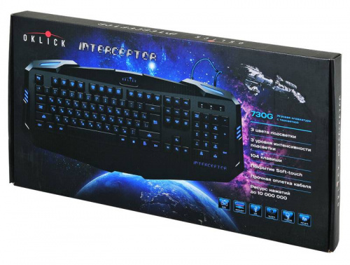 Клавиатура Oklick 730G INTERCEPTOR черный USB Multimedia for gamer LED фото 5
