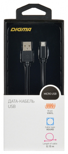 Кабель Digma MICROUSB-0.15M-BLK USB (m)-micro USB (m) 0.15м черный фото 3