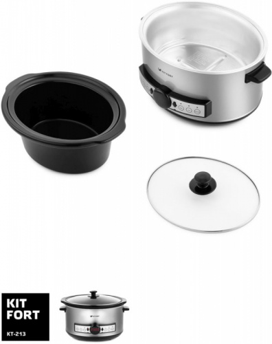 Медленноварка Kitfort КТ-213 4.5л 280Вт серебристый/черный фото 3
