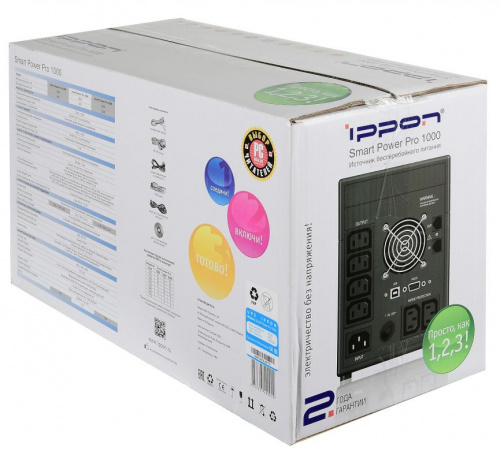 Источник бесперебойного питания Ippon Smart Power Pro 1000 600Вт 1000ВА черный фото 6