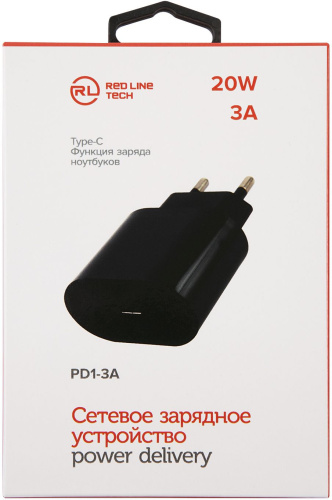 Сетевое зар./устр. Redline PD1-3A 20W 3A (PD) USB Type-C универсальное черный (УТ000024179) фото 2