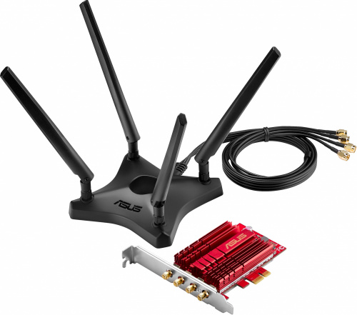 Сетевой адаптер WiFi Asus PCE-AC88 AC3100 PCI Express x1 (ант.внеш.съем) 4ант. (упак.:1шт)