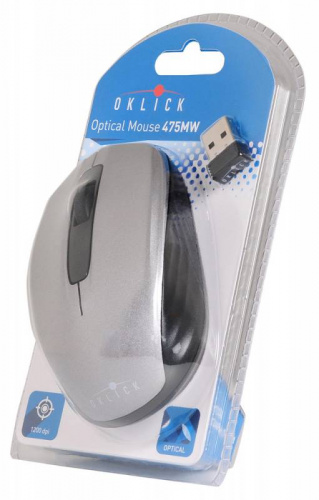 Мышь Оклик 475MW черный/серый оптическая (1000dpi) беспроводная USB для ноутбука (3but) фото 5