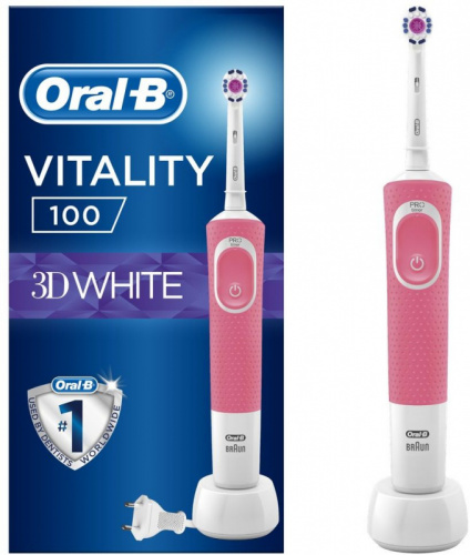 Зубная щетка электрическая Oral-B Vitality 3D White 100 розовый фото 3