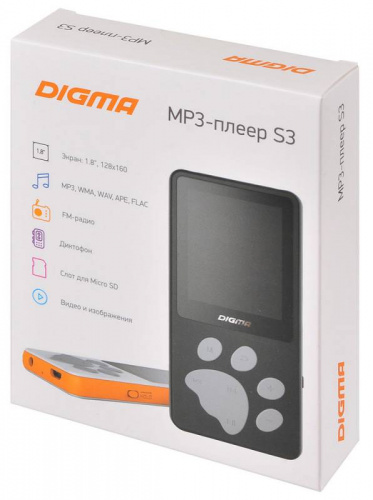 Плеер Flash Digma S3 4Gb белый/оранжевый/1.8"/FM/microSD фото 3
