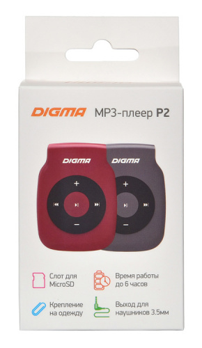Плеер Digma P2 серый/черный/microSD/clip фото 2