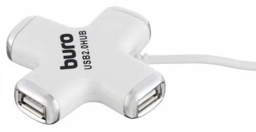 Разветвитель USB 2.0 Buro BU-HUB4-0.5-U2.0-Сross 4порт. белый фото 6