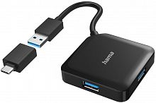 Разветвитель USB 3.0 Hama H-200116 USB Hub 4порт. черный (00200116)