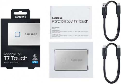 Накопитель SSD Samsung USB-C 2TB MU-PC2T0S/WW T7 Touch 1.8" серый фото 7