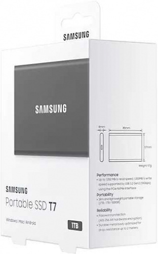 Накопитель SSD Samsung USB-C 1TB MU-PC1T0T/WW T7 1.8" черный фото 10