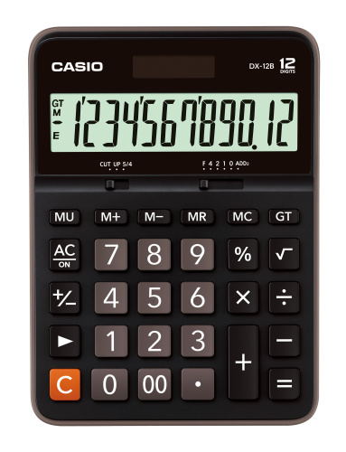 Калькулятор настольный Casio DX-12B-W-EC черный/коричневый 12-разр. фото 2