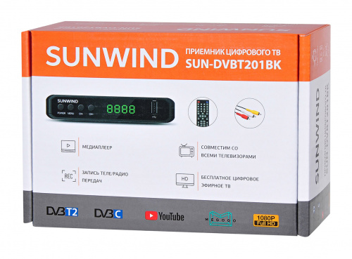 Ресивер DVB-T2 SunWind SUN-DVBT201BK черный фото 3