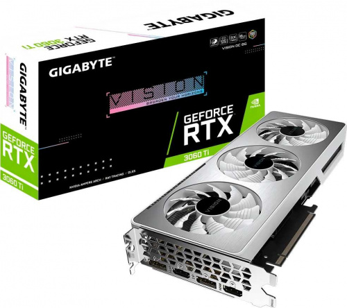 Видеокарта Gigabyte PCI-E 4.0 GV-N306TVISION OC-8GD NVIDIA GeForce RTX 3060Ti 8192Mb 256 GDDR6 1755/14000/HDMIx2/DPx2/HDCP Ret
