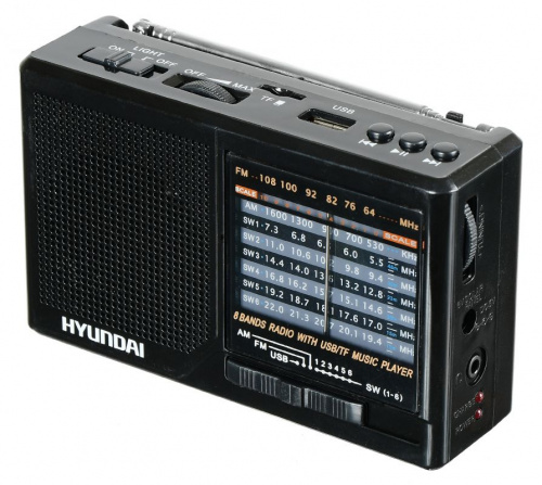 Радиоприемник портативный Hyundai H-PSR140 черный USB microSD фото 2