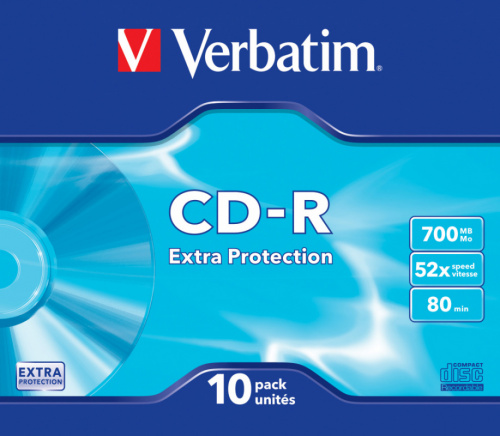Диск CD-R Verbatim 700Mb 52x Slim case (10шт) (43415) фото 3