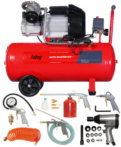 Компрессор поршневой Fubag Master Auto Master Kit масляный 400л/мин 50л 2200Вт красный/черный фото 4