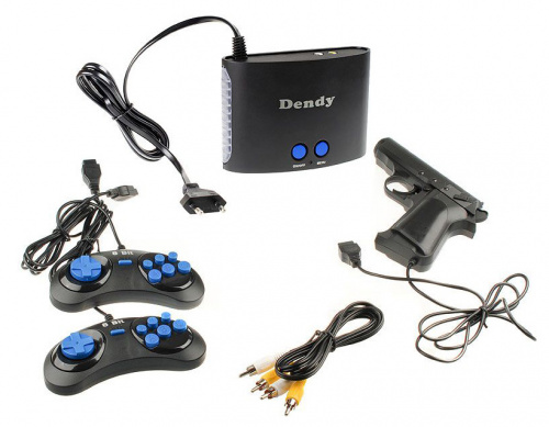 Игровая консоль Dendy черный +световой пистолет в комплекте: 300 игр
