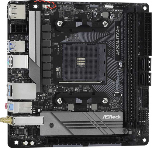 Материнская плата Asrock A520M-ITX/AC Soc-AM4 AMD A520 2xDDR4 mini-ITX AC`97 8ch(7.1) GbLAN RAID+HDMI+DP фото 4