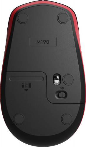 Мышь Logitech M190 красный/черный оптическая (1000dpi) беспроводная USB для ноутбука (2but) фото 5