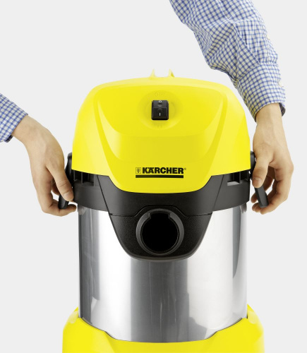 Строительный пылесос Karcher WD 3 Premium 1000Вт (уборка: сухая/сбор воды) желтый фото 7