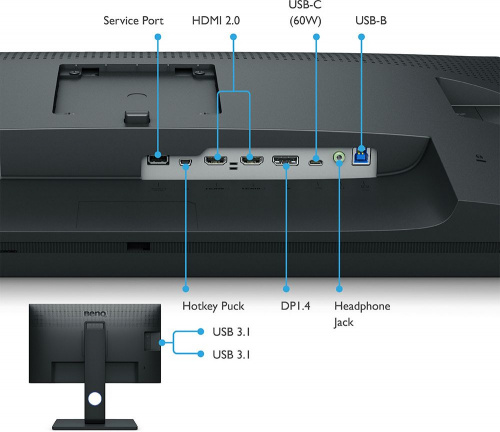 Монитор Benq 27" SW271C черный IPS LED 16:9 HDMI матовая HAS Pivot 300cd 178гр/178гр 3840x2160 DisplayPort Ultra HD USB 10.9кг фото 3