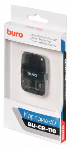 Устройство чтения карт памяти USB2.0 Buro BU-CR-110 черный фото 4