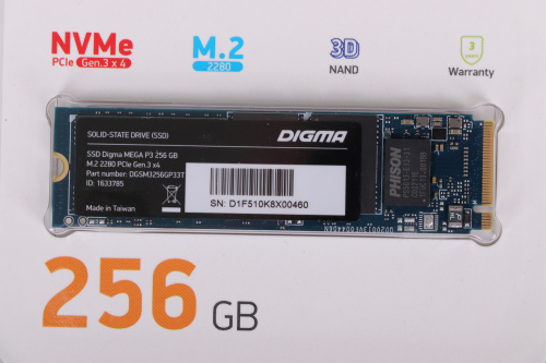 Накопитель SSD Digma PCI-E 3.0 x4 256GB DGSM3256GP33T Mega P3 M.2 2280 фото 3