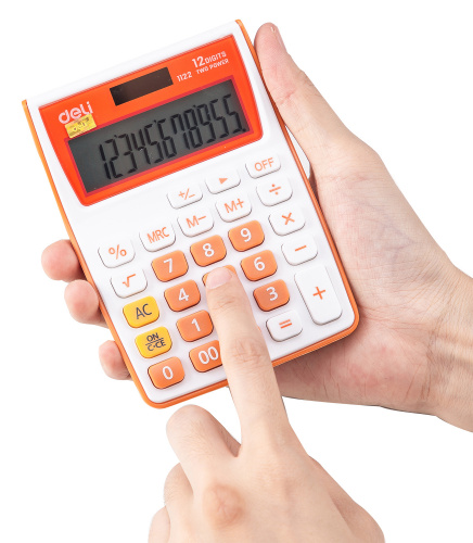 Калькулятор настольный Deli E1122/OR оранжевый 12-разр. фото 4
