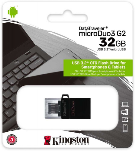 Флеш Диск Kingston 32Gb DataTraveler microDuo 3 G2 DTDUO3G2/32GB USB3.0 черный фото 3