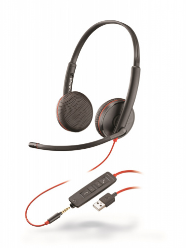 Наушники с микрофоном Plantronics Blackwire C3225-A черный/красный 1.5м накладные оголовье (209747-101)