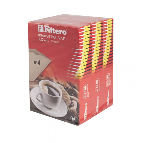 Фильтры для кофе для кофеварок Filtero №4 коричневый (упак.:240шт)