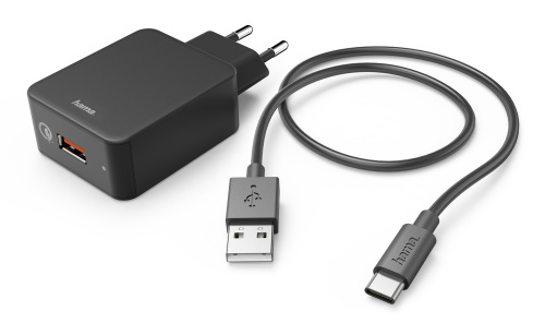 Сетевое зар./устр. Hama H-183230 3A PD+QC универсальное кабель USB черный (00183230) фото 2
