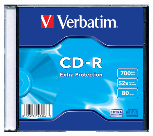 Диск CD-R Verbatim 700Mb 52x Slim case (1шт) (43347) фото 2