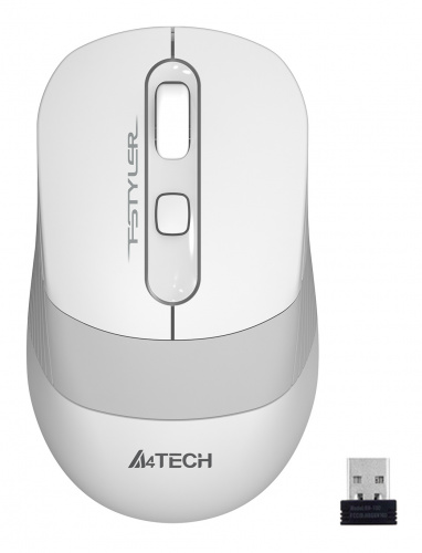Мышь A4Tech Fstyler FG10S белый/серый оптическая (2000dpi) silent беспроводная USB для ноутбука (4but) фото 2