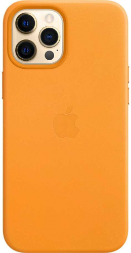 Чехол (клип-кейс) Apple для Apple iPhone 12 Pro Max Leather Case with MagSafe золотой апельсин (MHKH3ZE/A) фото 3
