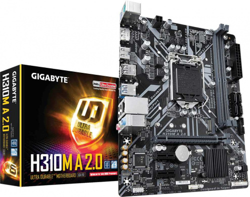 Материнская плата Gigabyte H310M A 2.0 Soc-1151v2 Intel H310 2xDDR4 mATX AC`97 8ch(7.1) GbLAN+HDMI+DP фото 2
