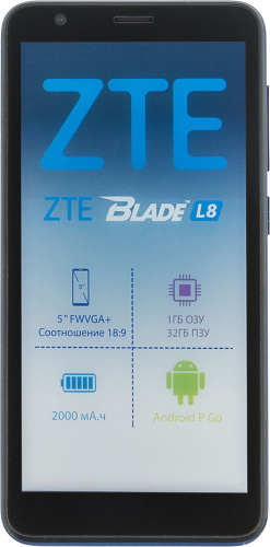 Смартфон ZTE Blade L8 32Gb 1Gb синий моноблок 3G 2Sim 5" 480x960 Android 9 8Mpix 802.11 b/g/n GPS GSM900/1800 GSM1900 MP3 FM microSD max128Gb фото 15
