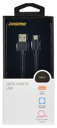 Кабель Digma TYPE-C-1.2M-BLK USB (m)-USB Type-C (m) 1.2м черный фото 3