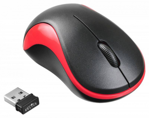 Мышь Оклик 605SW черный/красный оптическая (1200dpi) беспроводная USB для ноутбука (3but) фото 2