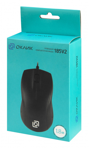 Мышь Оклик 185V2 черный оптическая (1200dpi) USB для ноутбука (3but) фото 2