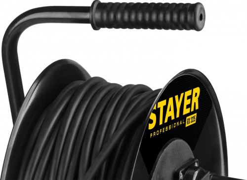 Удлинитель силовой Stayer 55076-50_z01 3x2.5кв.мм 4розет. 50м КГ катушка черный фото 8
